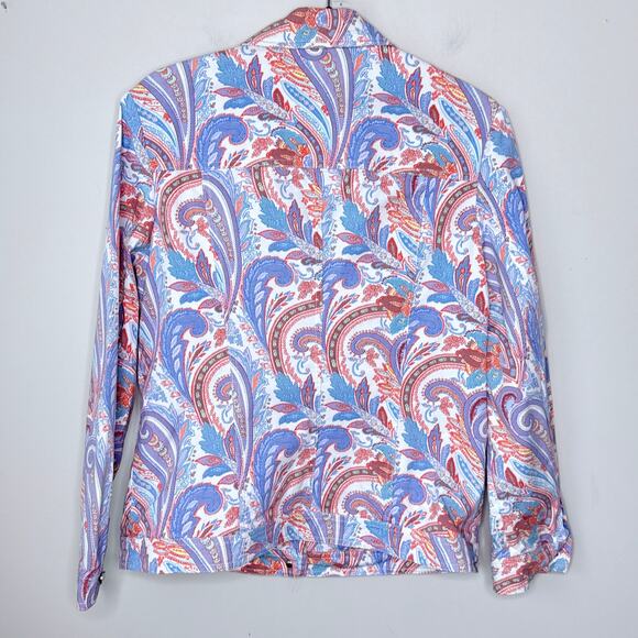 Escada Paisley Print Button Up Cotton Stretch Jacket Size 42 US 12/L Art to Wear - Picture 2 of 10
